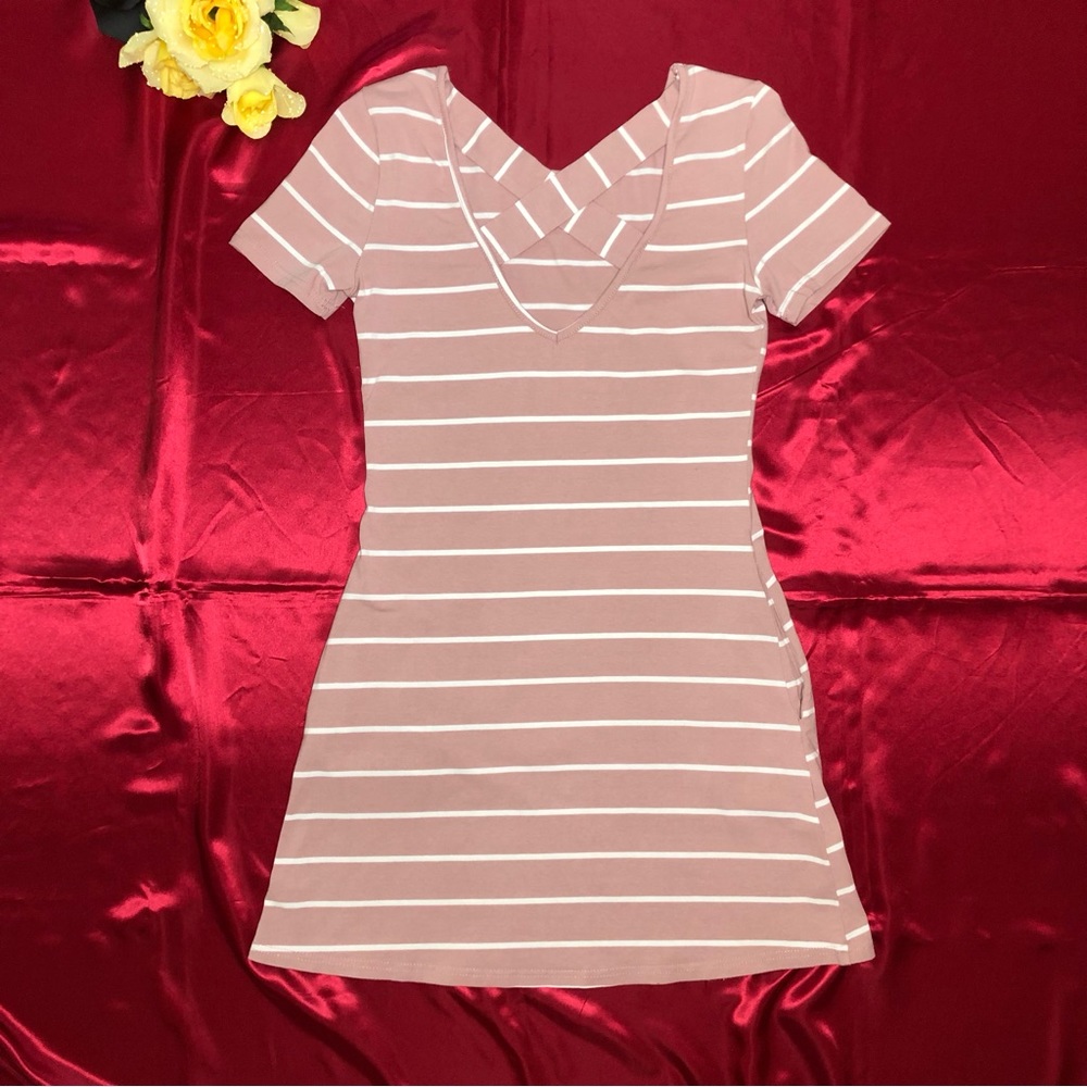 Feager Short Sleeve Stripe Knit Shift Dress - Picture 4 of 7